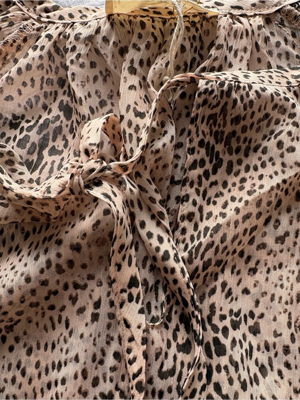 By Together Taupe and Black Dotted Tie-Front Blouse - Picture 5 of 5